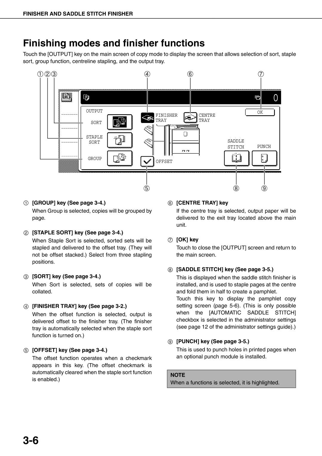 Sharp MX-M550N, MX-M700N, MX-M550U, MX-M620N, MX-M700U, MX-M620U specifications Finishing modes and finisher functions 