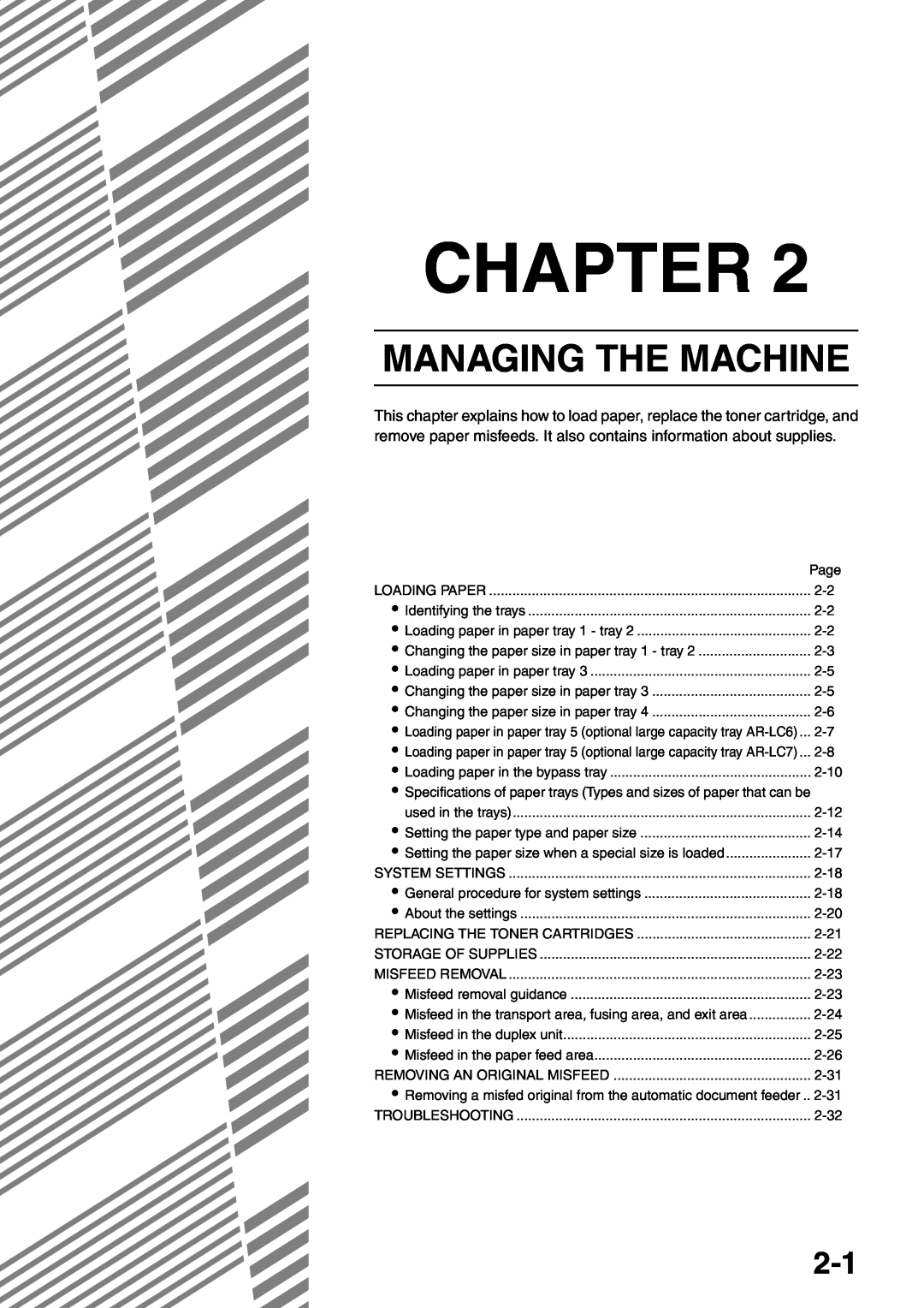 Sharp MX-M550U, MX-M700N, MX-M620N, MX-M700U, MX-M550N, MX-M620U specifications Managing The Machine, Chapter 