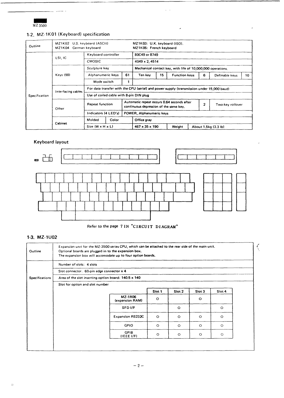 Sharp MZ-3500 service manual Refer to the page TIN Circuit Diagram, Slot Slot2, LSI, 1C Cmosic, Sfdi/F, Ieee I/F 