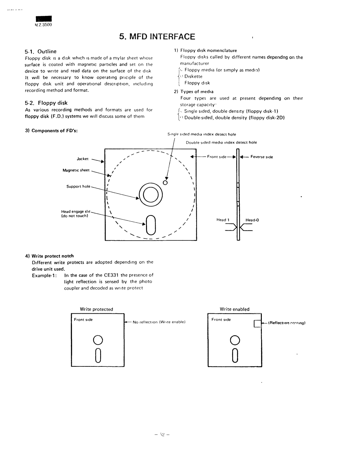 Sharp MZ-3500 service manual Floppy disk, Outline 