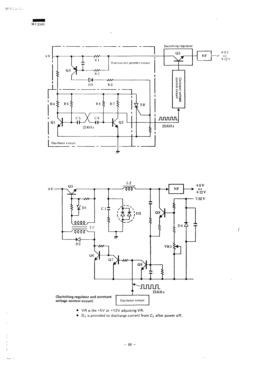 Sharp MZ-3500 service manual +5V, Switching regulator 