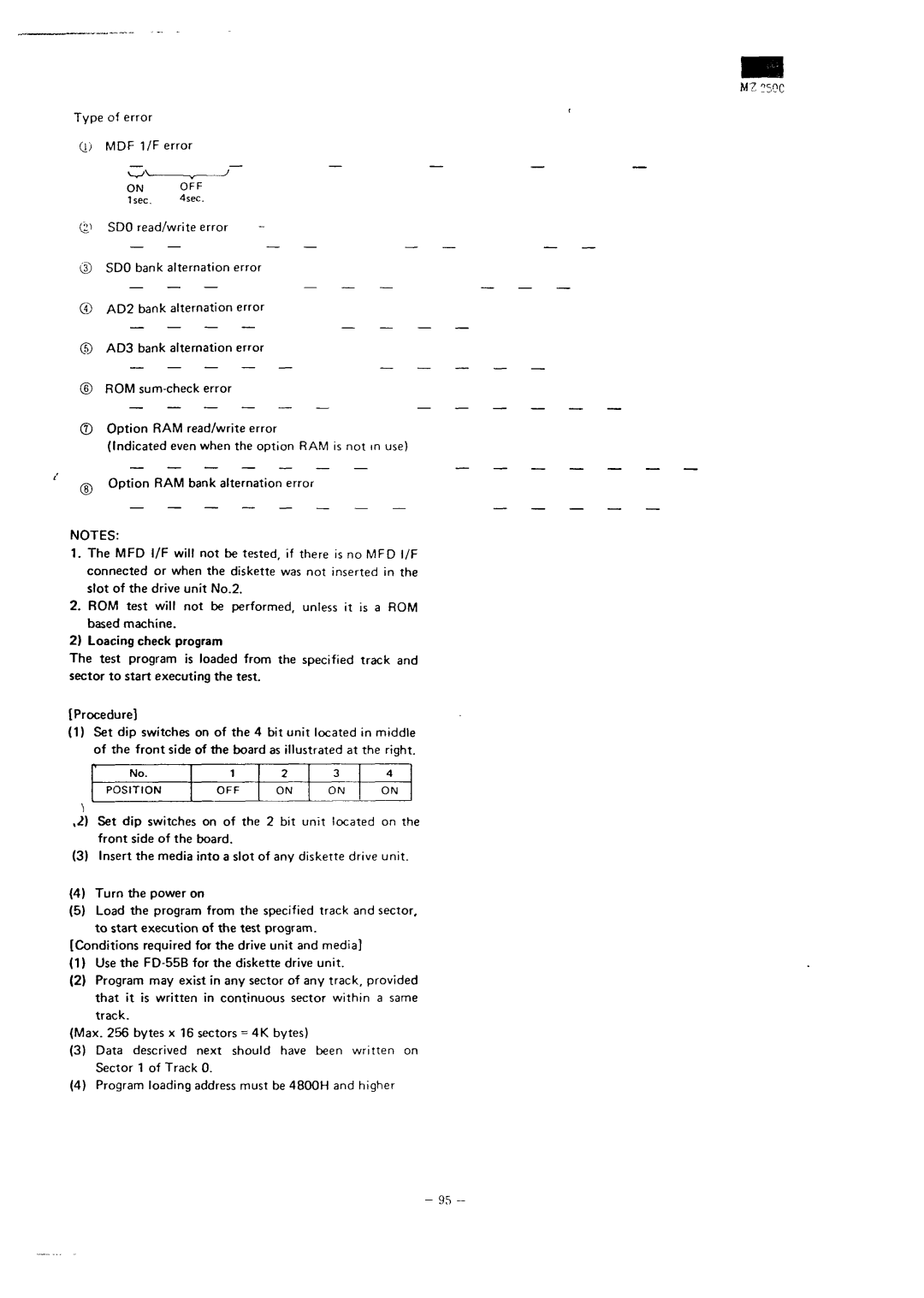 Sharp MZ-3500 service manual On OFF 