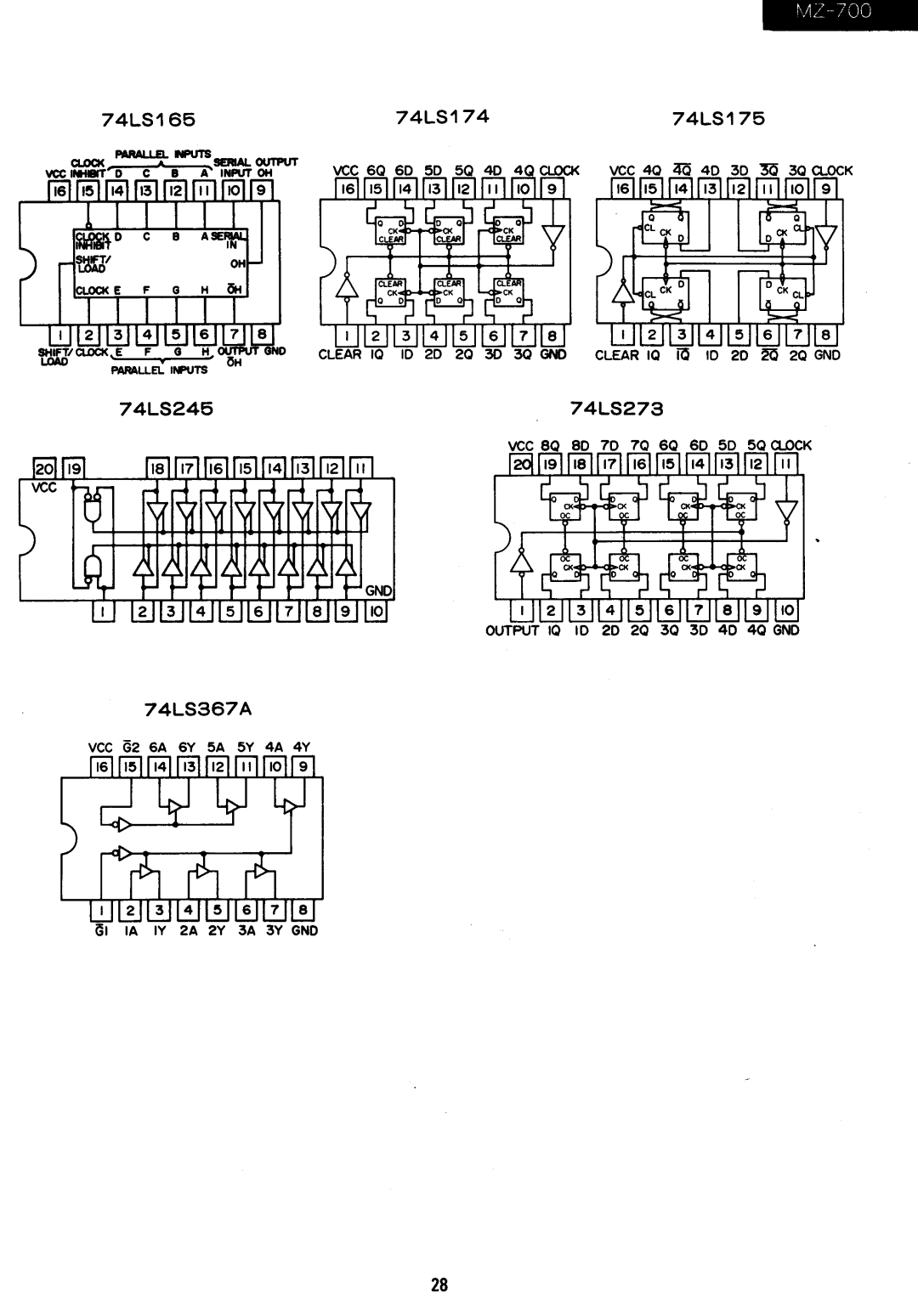 Sharp MZ-700 manual 74LS166 74LS174 74LS176 