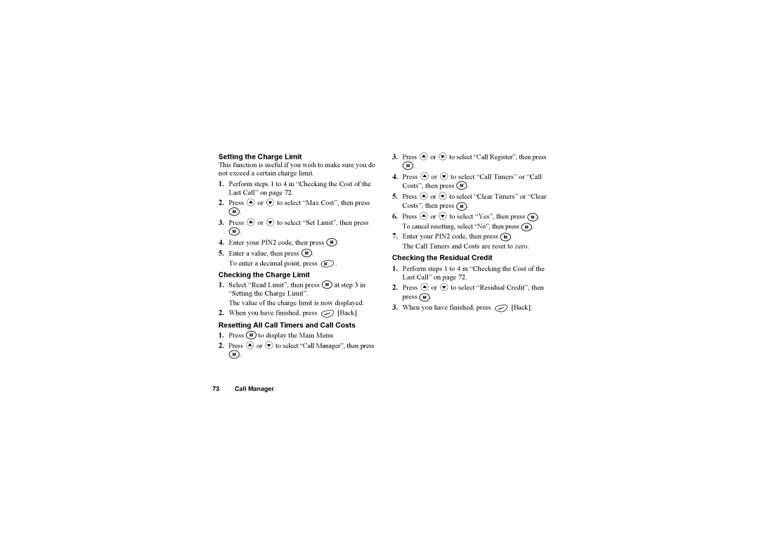 Sharp O2 manual Setting the Charge Limit, Checking the Charge Limit, Resetting All Call Timers and Call Costs 