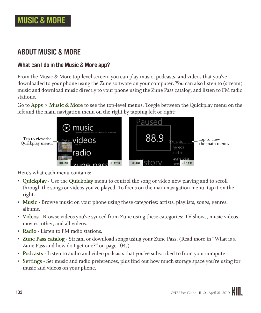 Sharp OMPB10ZU manual About Music & More, What can I do in the Music & More app? 