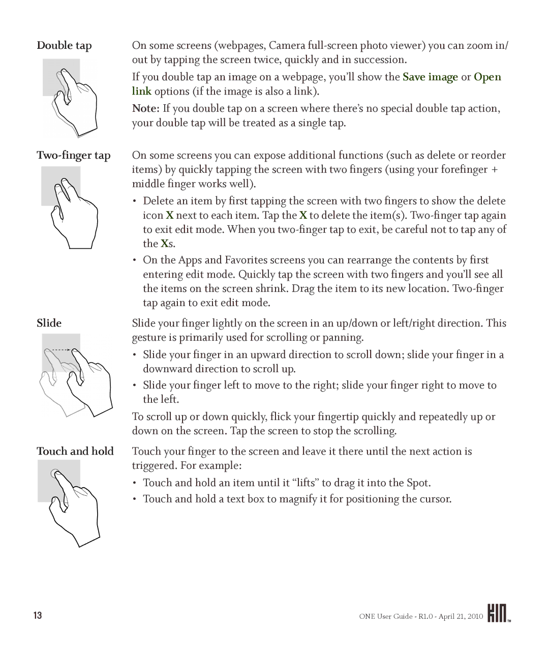 Sharp OMPB10ZU manual Double tap, Slide 