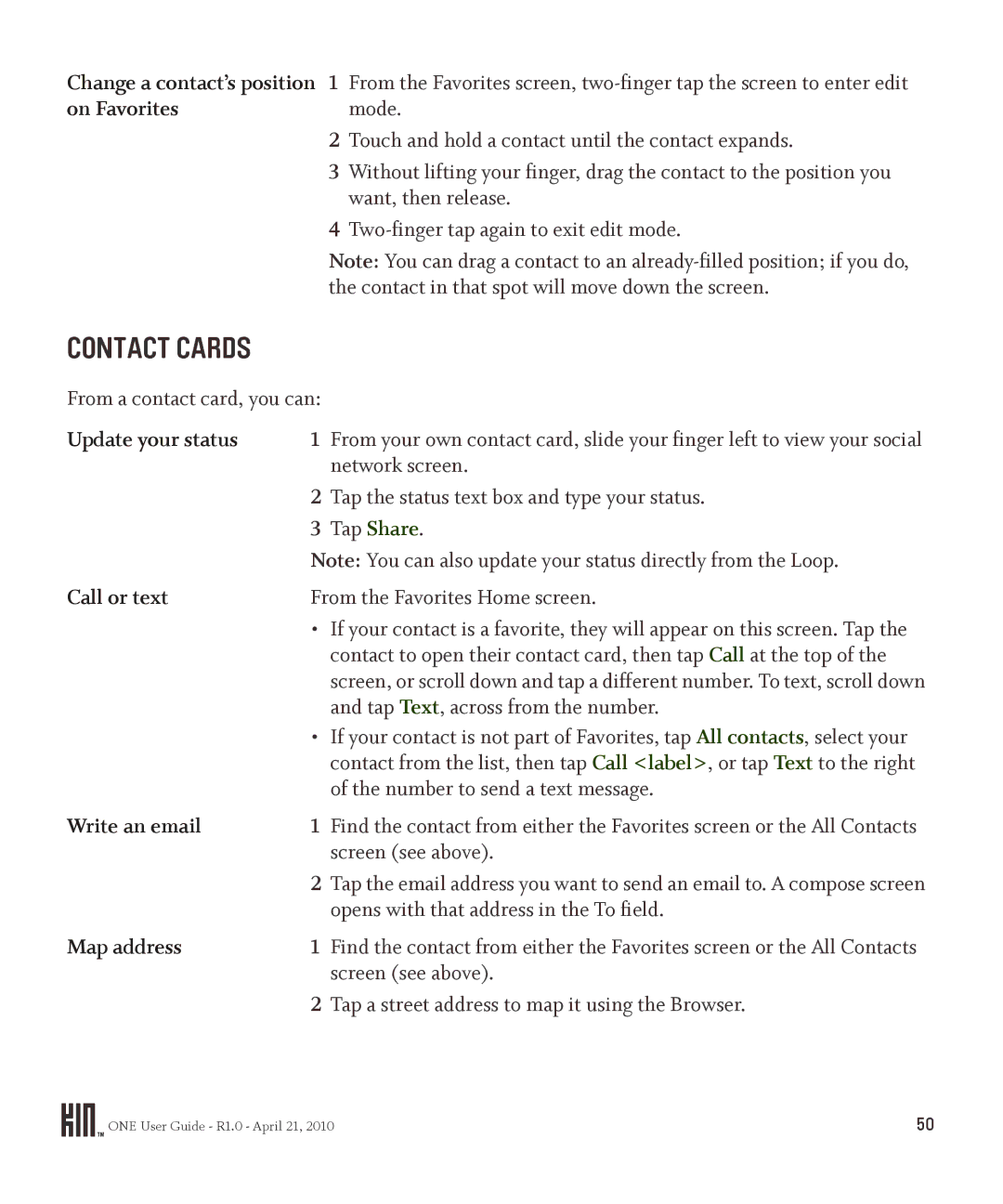 Sharp OMPB10ZU manual Contact Cards 