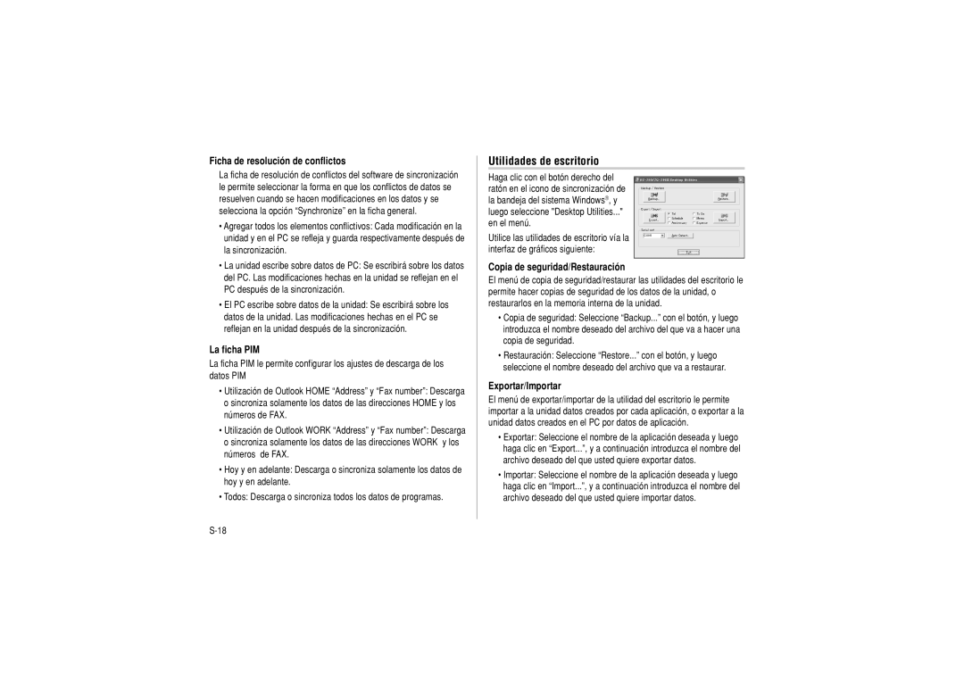 Sharp OZ-290 operation manual Utilidades de escritorio, Ficha de resolución de conflictos 