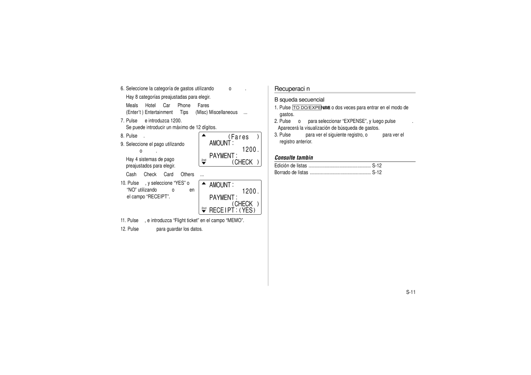 Sharp OZ-290HII operation manual Recuperación, Amount Payment Check 