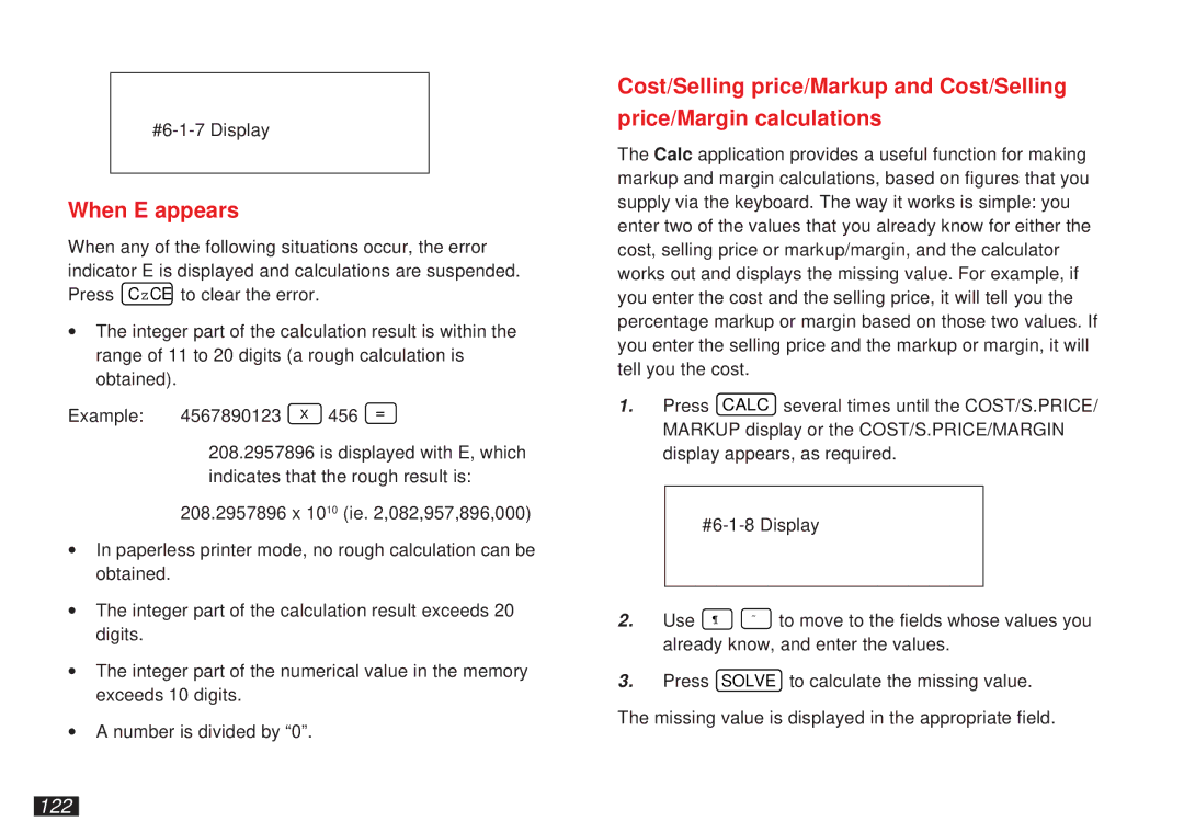 Sharp OZ-5500 operation manual When E appears, 122 