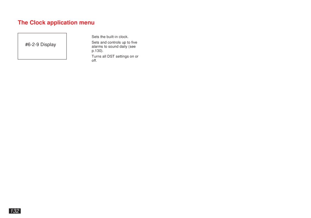 Sharp OZ-5500 operation manual Clock application menu, 132 