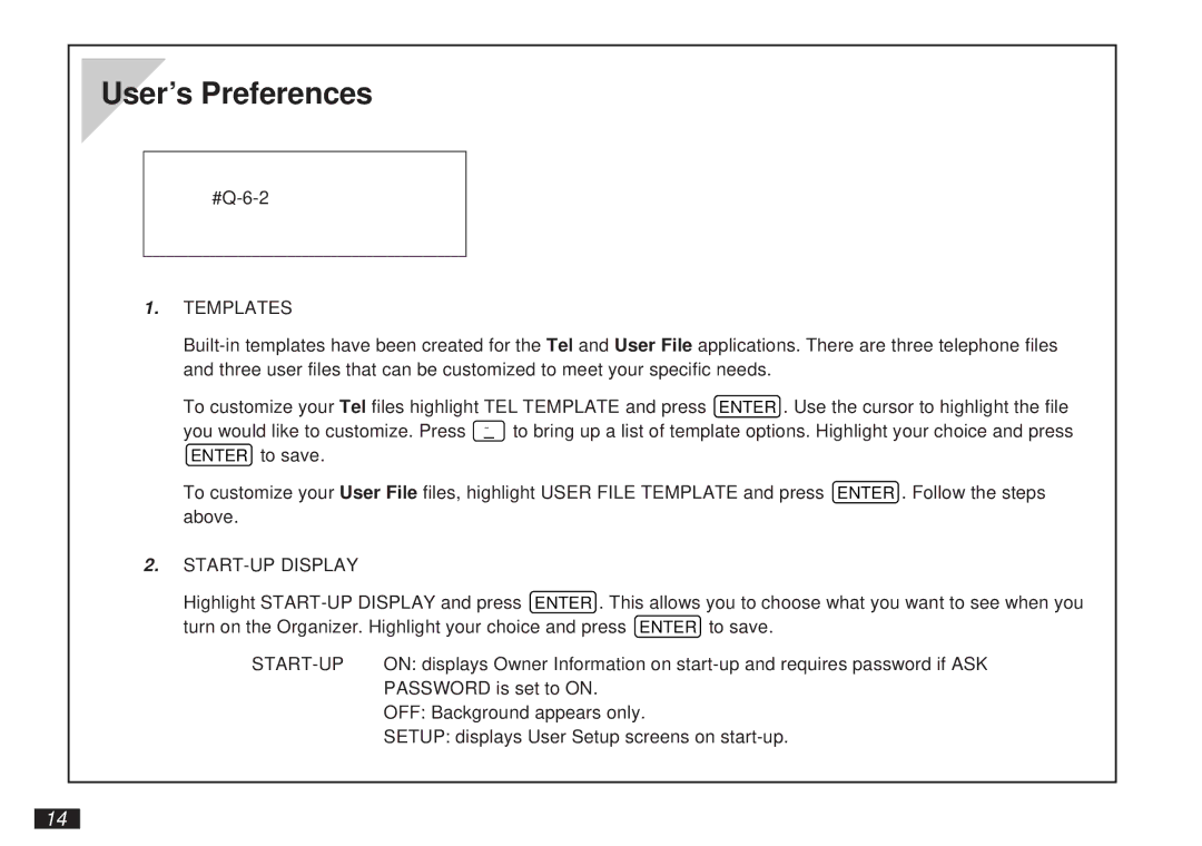 Sharp OZ-5500 operation manual User’s Preferences, Templates 