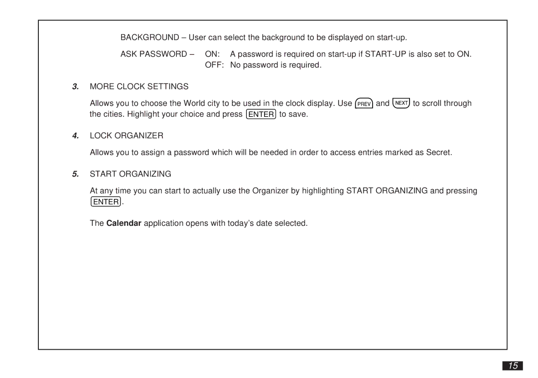 Sharp OZ-5500 operation manual More Clock Settings 