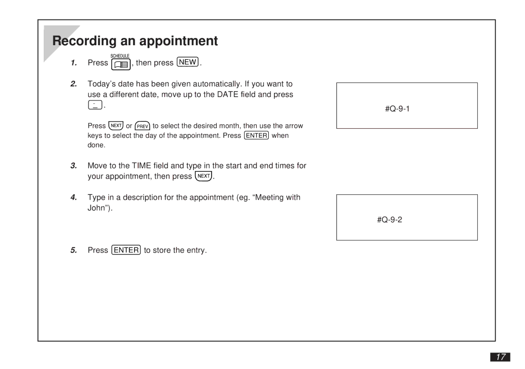 Sharp OZ-5500 operation manual Recording an appointment 