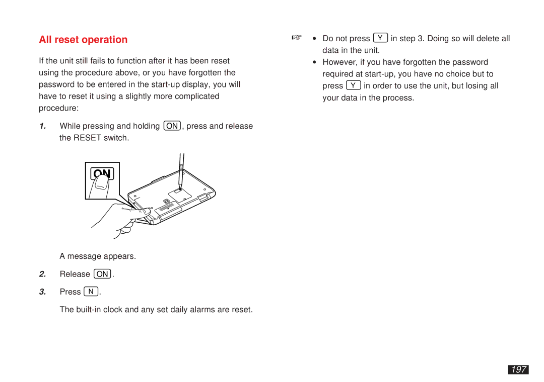 Sharp OZ-5500 operation manual All reset operation, 197 