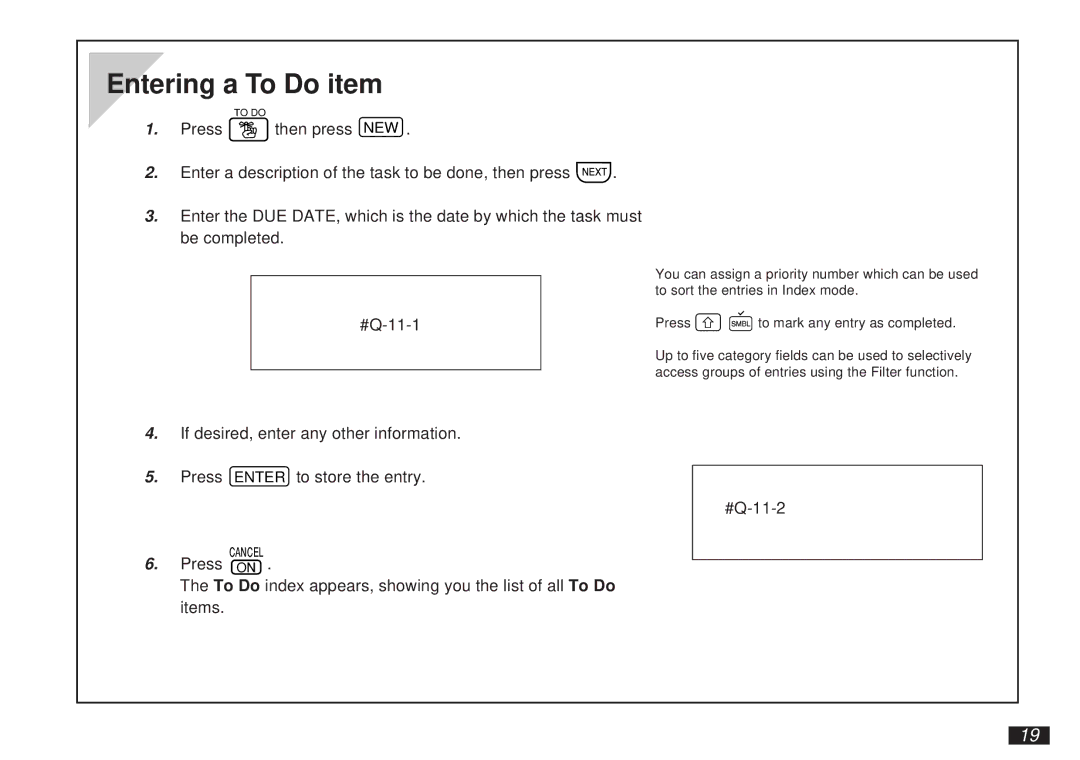 Sharp OZ-5500 operation manual Entering a To Do item 