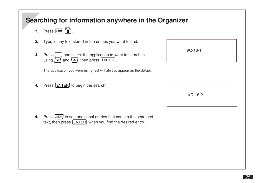 Sharp OZ-5500 operation manual Searching for information anywhere in the Organizer 