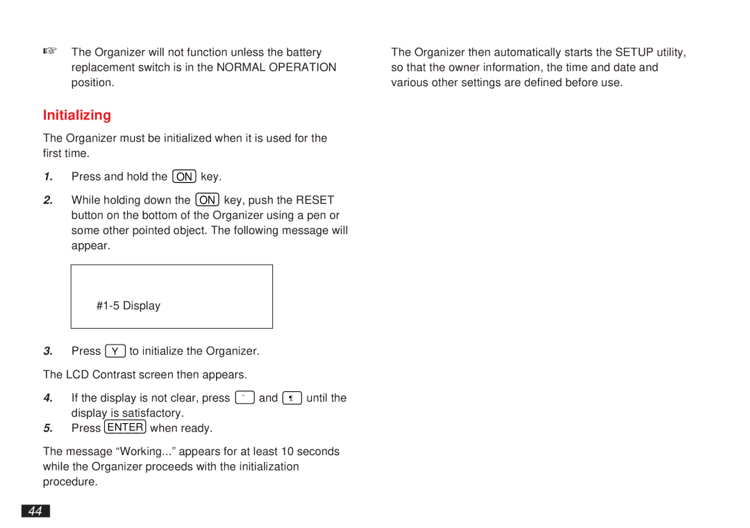 Sharp OZ-5500 operation manual Initializing 