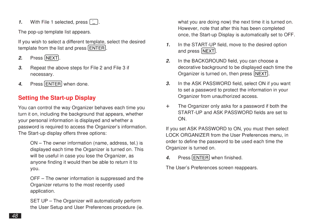 Sharp OZ-5500 operation manual Setting the Start-up Display 