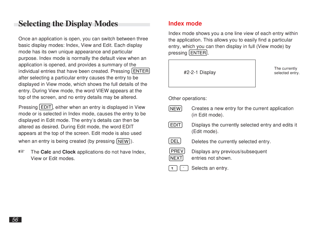 Sharp OZ-5500 operation manual Selecting the Display Modes, Index mode 