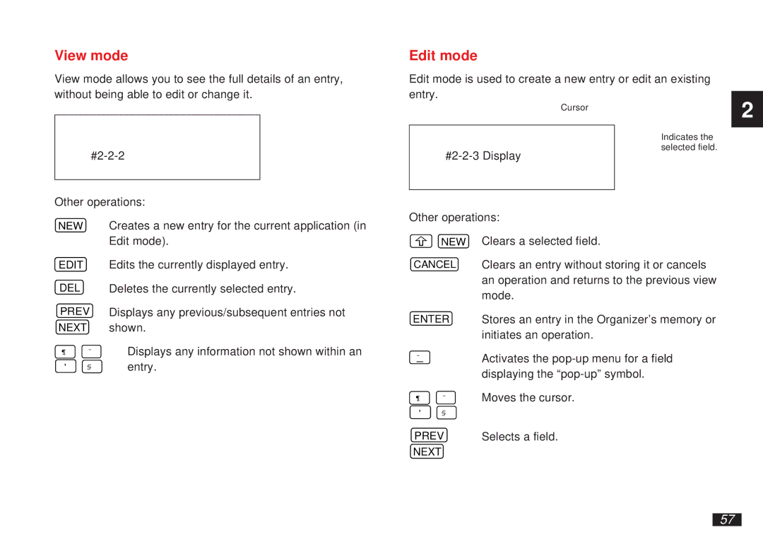 Sharp OZ-5500 operation manual View mode, Edit mode 