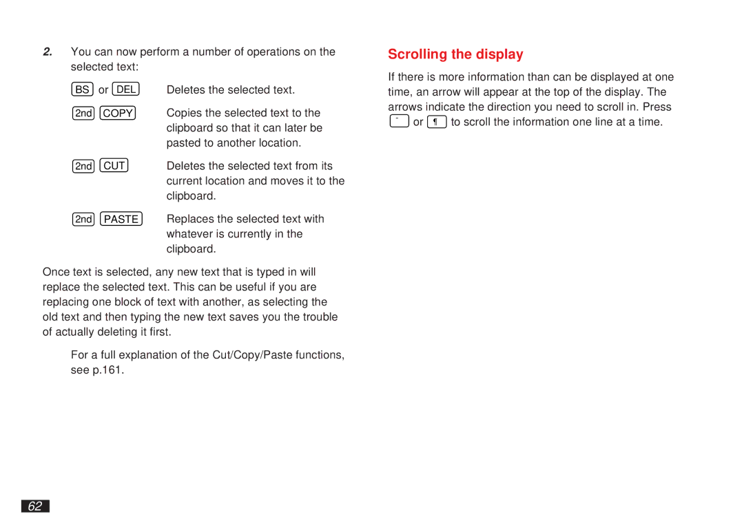 Sharp OZ-5500 operation manual Scrolling the display 