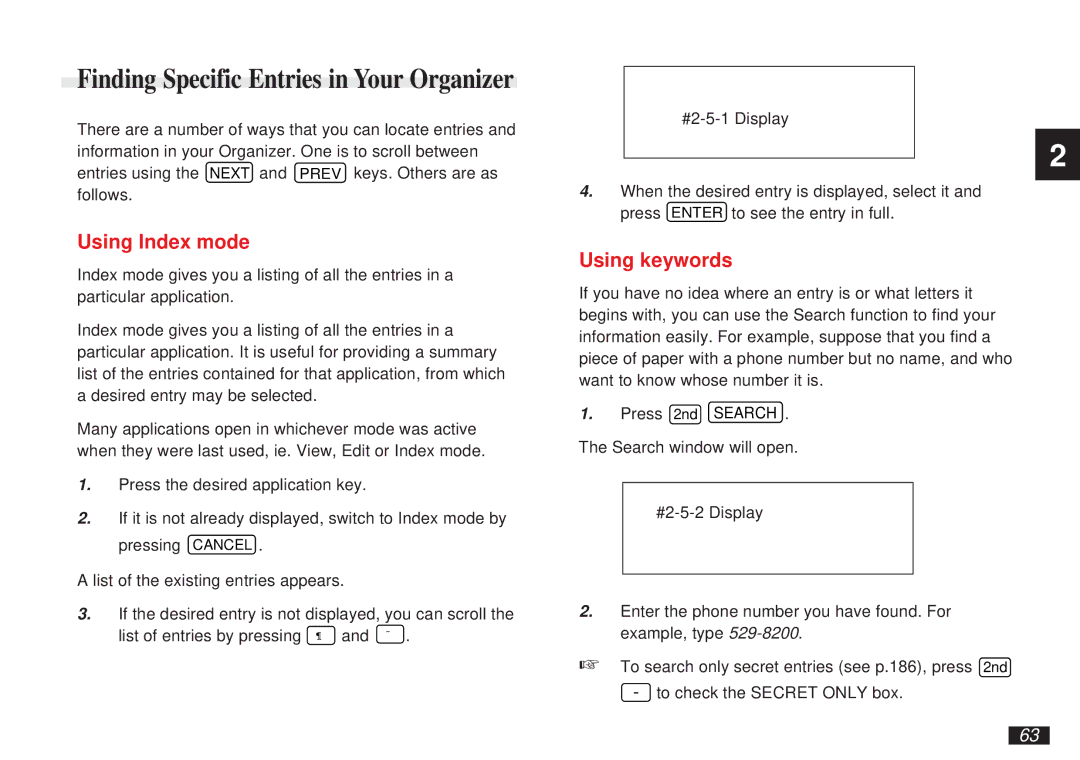 Sharp OZ-5500 operation manual Using Index mode, Using keywords 