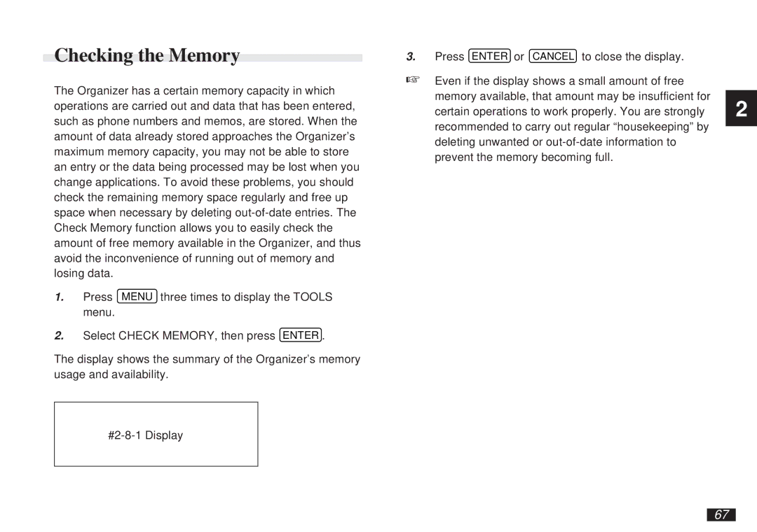 Sharp OZ-5500 operation manual Checking the Memory 