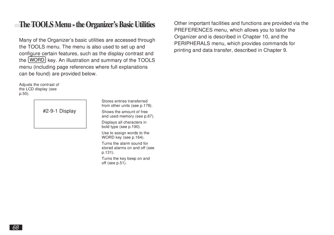 Sharp OZ-5500 operation manual Tools Menu the Organizer’s Basic Utilities 