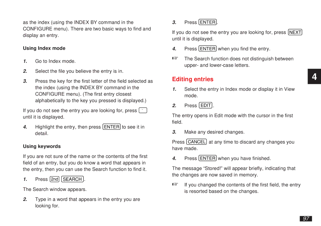 Sharp OZ-5500 operation manual Editing entries 