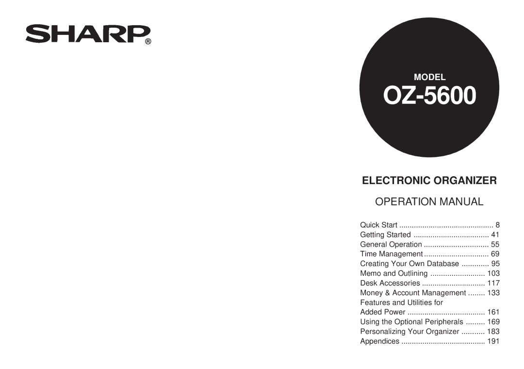 Sharp OZ-5600 operation manual 