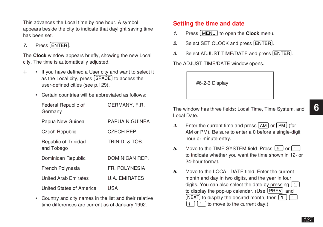 Sharp OZ-5600 operation manual Setting the time and date, 127 