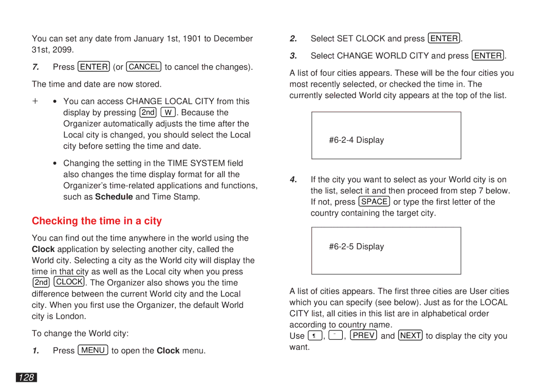 Sharp OZ-5600 operation manual Checking the time in a city, 128 