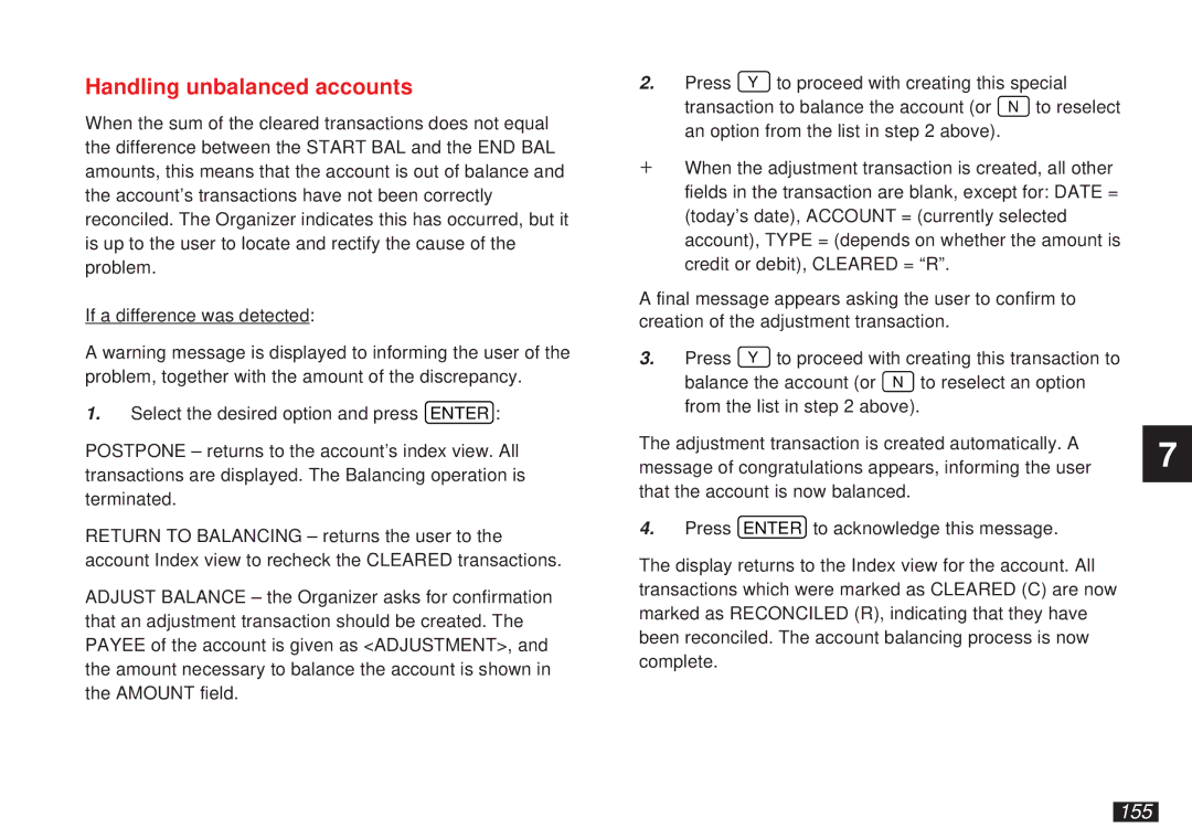 Sharp OZ-5600 operation manual Handling unbalanced accounts, 155 