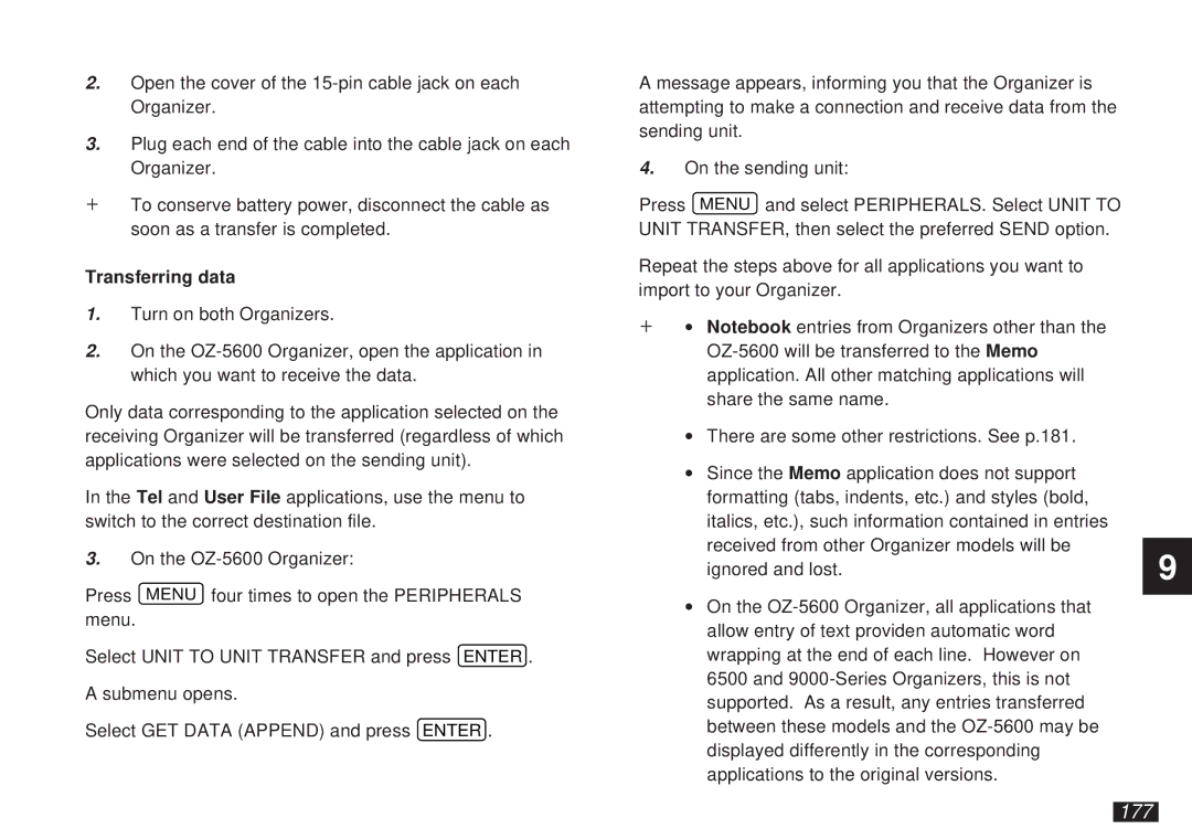 Sharp OZ-5600 operation manual 177, Transferring data 