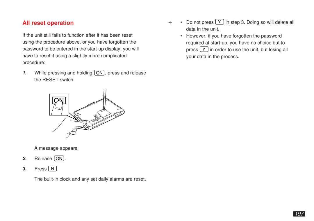 Sharp OZ-5600 operation manual All reset operation, 197 