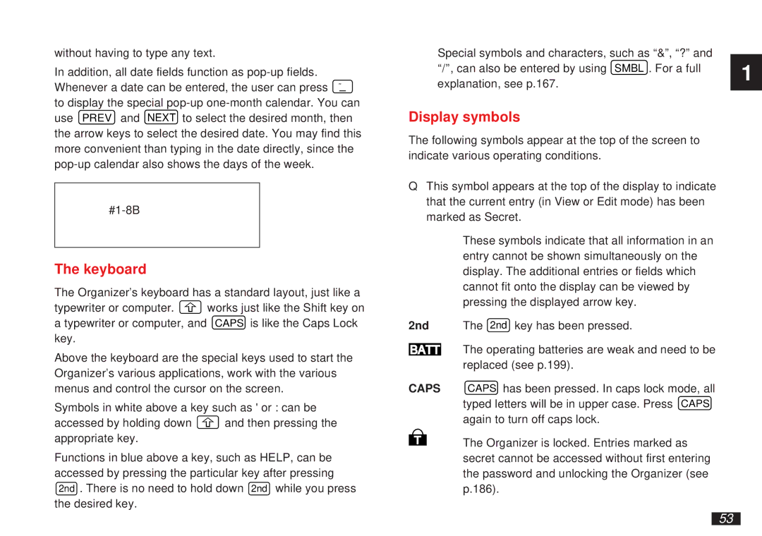 Sharp OZ-5600 operation manual Keyboard, Display symbols, 2nd 