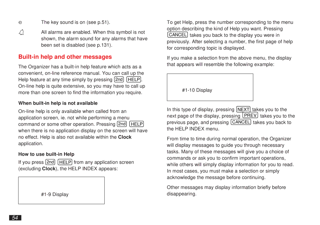 Sharp OZ-5600 Built-in help and other messages, When built-in help is not available, How to use built-in Help 