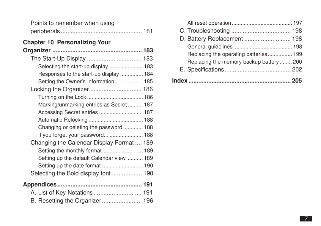 Sharp OZ-5600 operation manual Index 205 