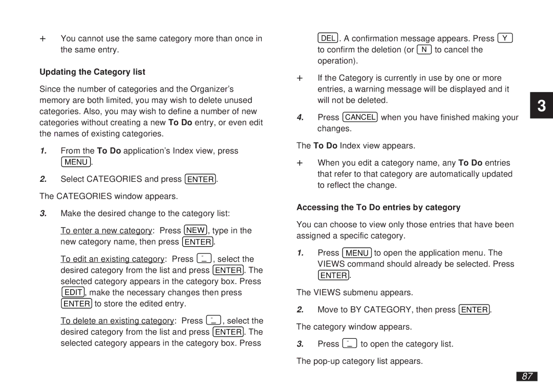 Sharp OZ-5600 operation manual Updating the Category list, Accessing the To Do entries by category 