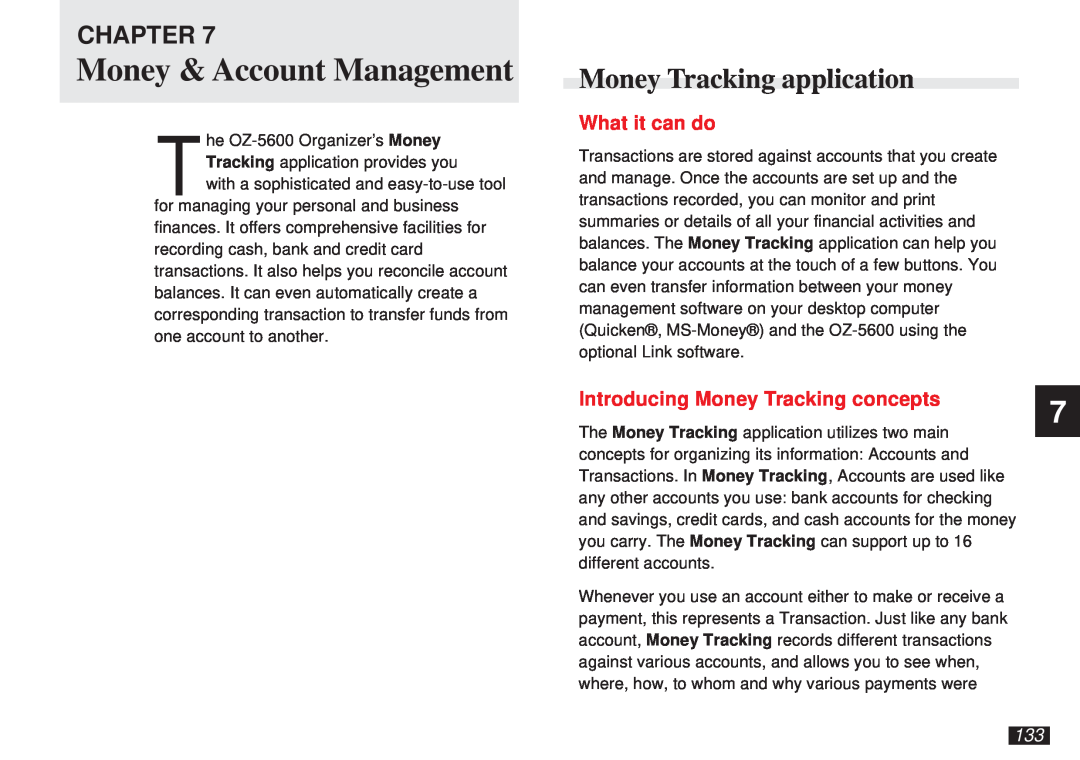 Sharp OZ-5600 Money & Account Management, Money Tracking application, What it can do, Introducing Money Tracking concepts 