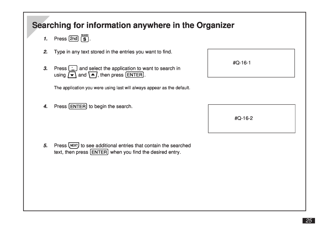 Sharp OZ-5600 operation manual Searching for information anywhere in the Organizer 