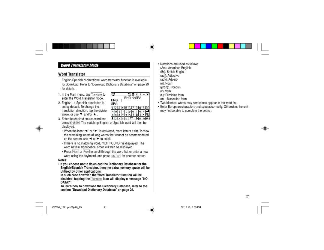 Sharp OZ-590 operation manual Word Translator Mode 