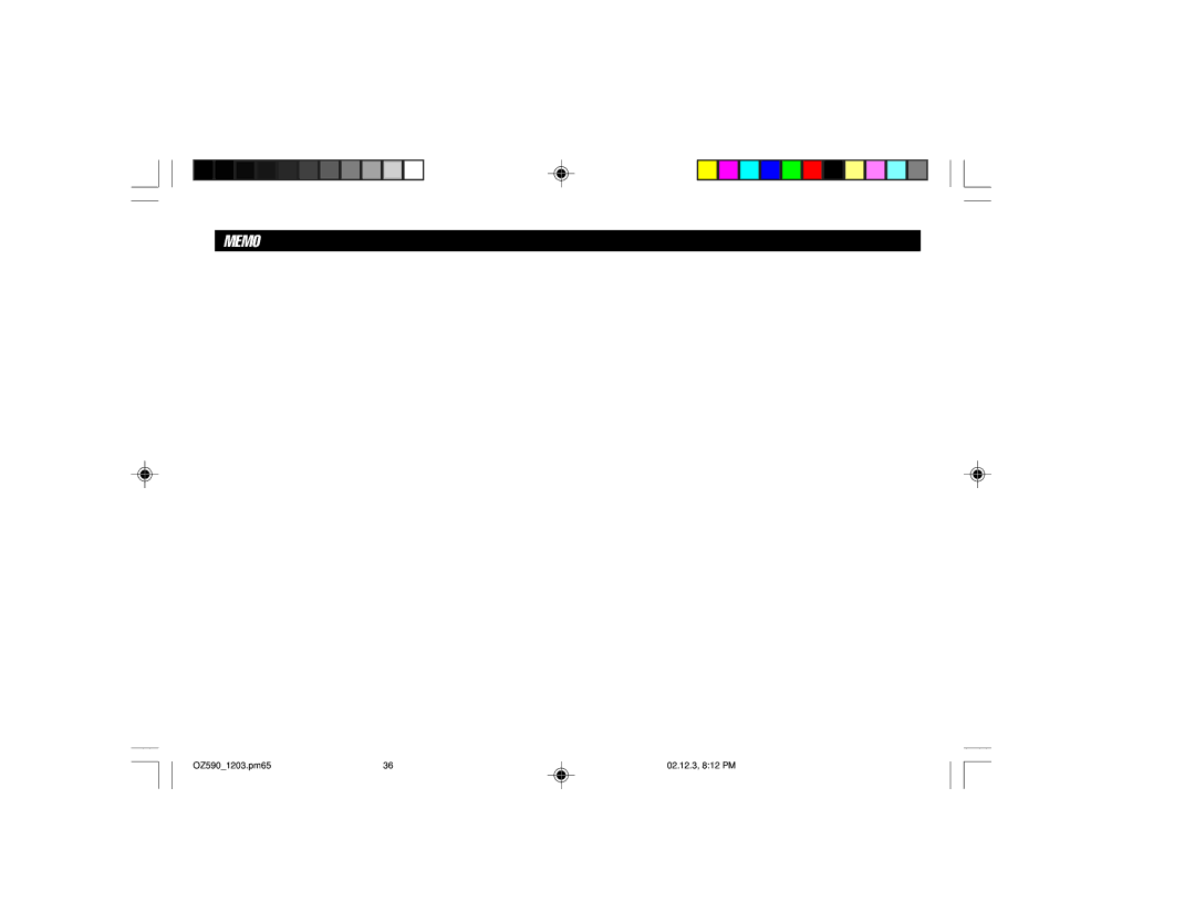 Sharp OZ-590 operation manual Memo 