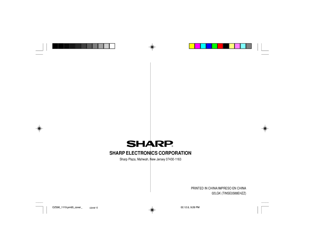 Sharp OZ-590 operation manual Sharp Electronics Corporation 