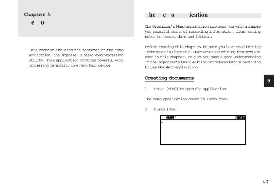 Sharp OZ-640, OZ-630, OZ-650 operation manual Memo Application, Creating documents 