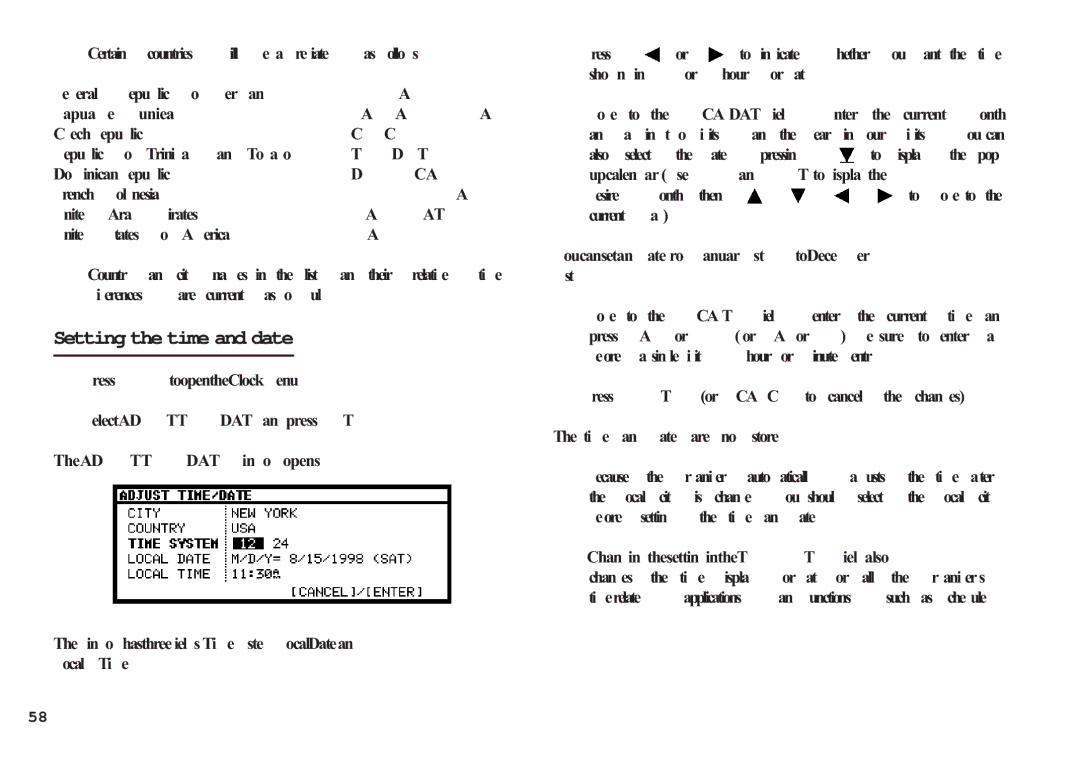 Sharp OZ-650, OZ-640, OZ-630 operation manual Setting the time and date 