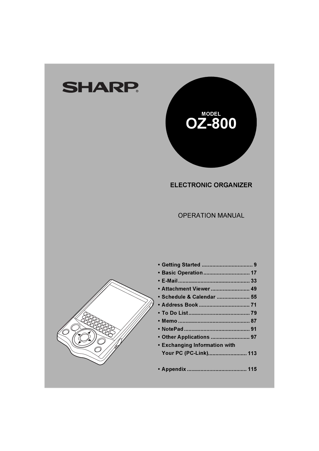 Sharp OZ-800 operation manual Exchanging Information with, 113, 115 