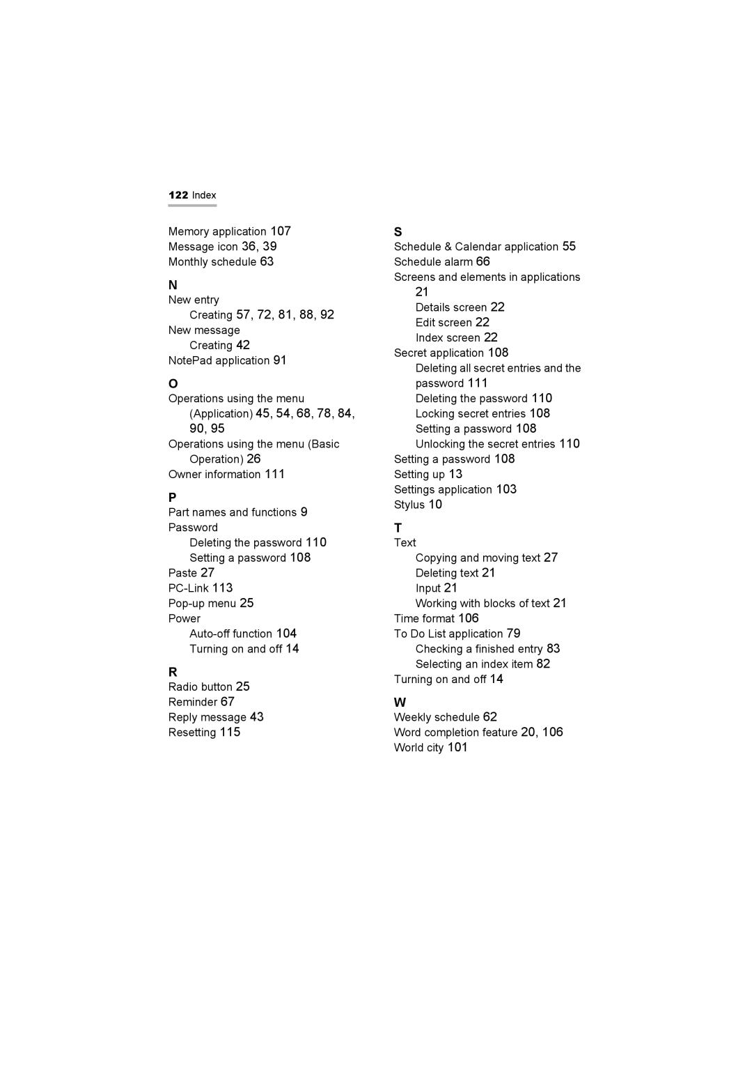 Sharp OZ-800 operation manual Index 