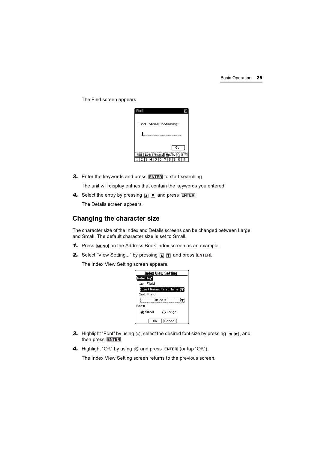 Sharp OZ-800 operation manual Changing the character size 